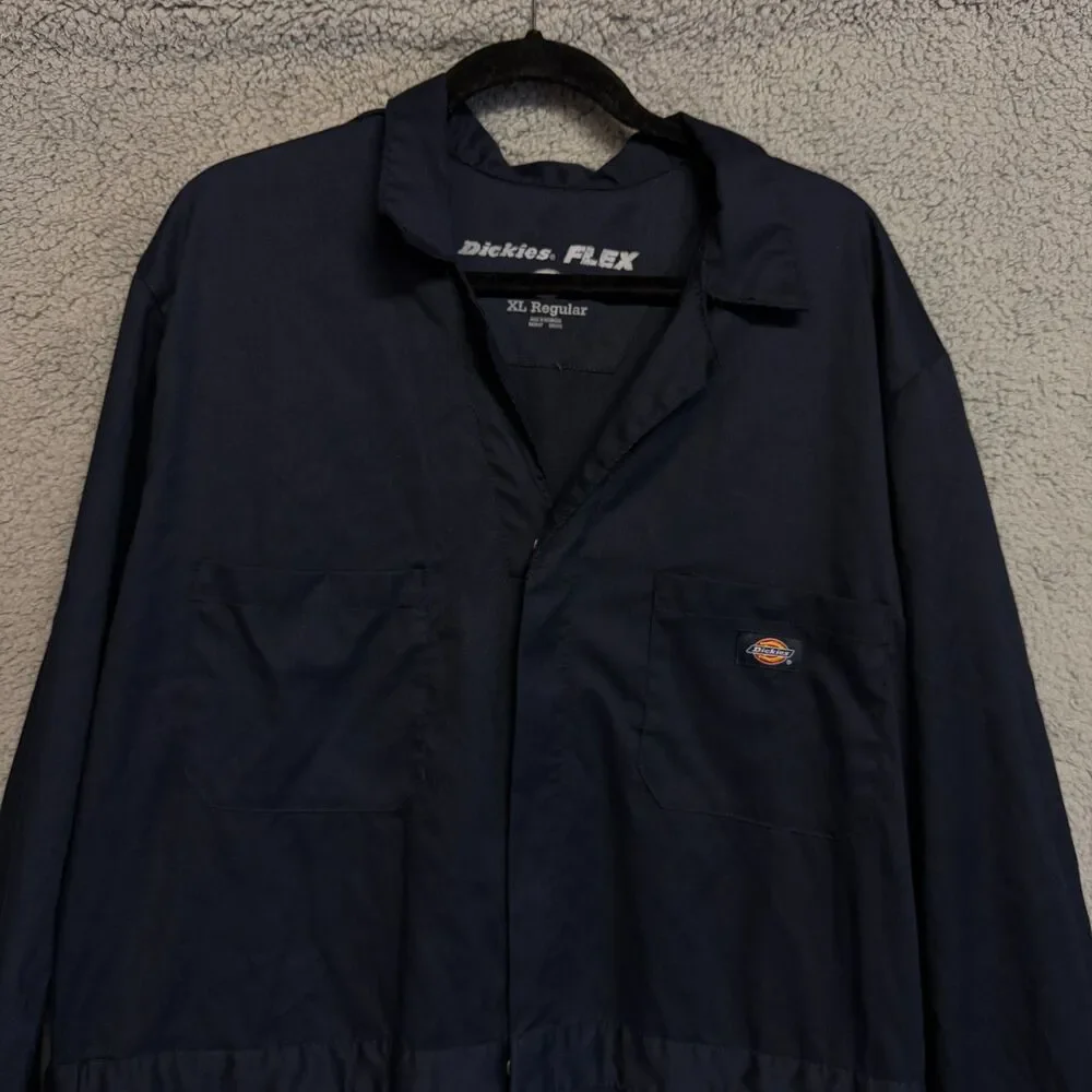 DICKIES Flex Overalls Mens XL Reg Blue Short Sleeve Workwear Industrial Utility